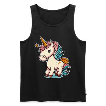 Unicorn Colorful Sweet Cute Cartoon Comic - Men's Premium Organic Tank Top - black - Front - Michal (187cm)