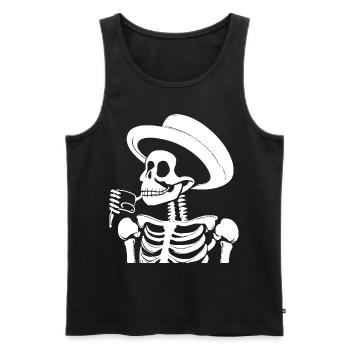 Sarcastic Funny Skeleton Drinking Espresso Coffee - Men's Premium Organic Tank Top - black - Front - AI Model Male 178 light (178cm)
