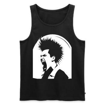 Schreiender Punkrocker mit Mohican Anarchy Punk - Männer Premium Bio Tank Top - Schwarz - Vorne - Michal (187cm)
