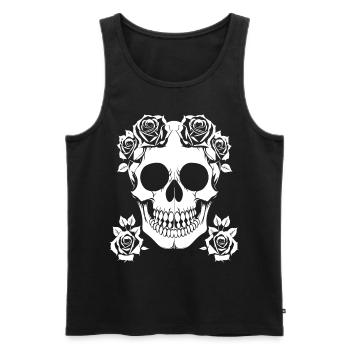 Horreur Crâne Crâne Art Crâne Gothique Heavy Metal - Débardeur bio Premium Homme - noir - Devant - AI Model Male 178 light (178cm)