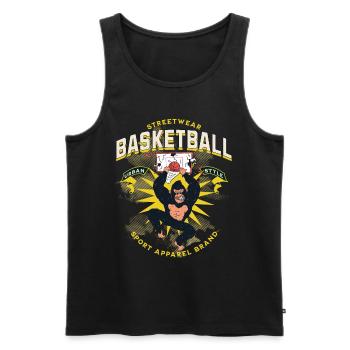 Basketball Gorilla Basketballspieler Vintage Retro - Männer Premium Bio Tank Top - Schwarz - Vorne - Michal (187cm)