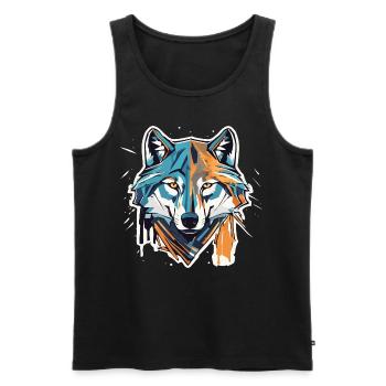 Geometric Wolf Head - Men's Premium Organic Tank Top - black - Front - Michal (187cm)