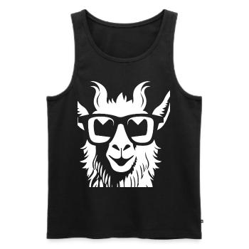 Funny Llama Wearing Sunglasses Cool Llamas - Men's Premium Organic Tank Top - black - Front - Michal (187cm)