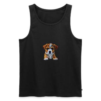 Chiot mignon - Débardeur bio Premium Homme - noir - Devant - AI Model Male 178 light (178cm)
