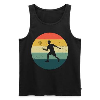 Federball Badminton Herren Squash Damen Badmintons - Männer Premium Bio Tank Top - Schwarz - Vorne - Michal (187cm)