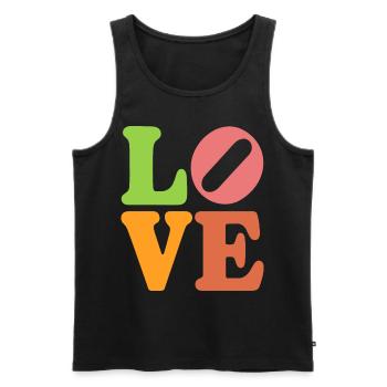 Signe de paix Amour des années 60 des années 70 Costume Groovy Hippie - Débardeur bio Premium Homme - noir - Devant - Michal (187cm)