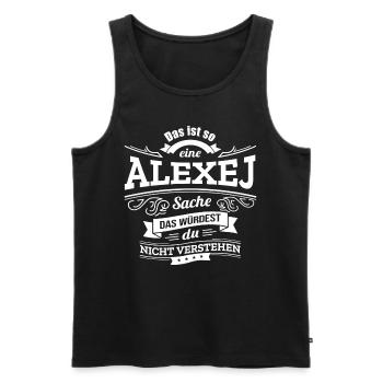 ALEXEJ DER KATALYSATOR FÜR DEINEN ERFOLG - Männer Premium Bio Tank Top - Schwarz - Vorne - Michal (187cm)