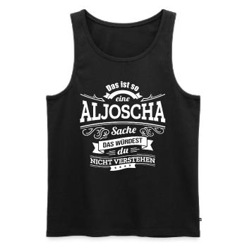 ALJOSCHA, DER KATALYSATOR FÜR DEINEN ERFOLG - Männer Premium Bio Tank Top - Schwarz - Vorne - AI Model Male 178 light (178cm)