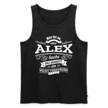 ALEX, DER KATALYSATOR FÜR DEINEN ERFOLG - Männer Premium Bio Tank Top - Schwarz - Vorne - AI Model Male 178 light (178cm)
