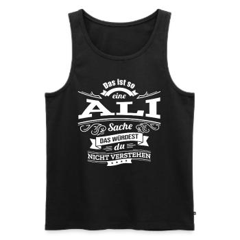 ALI, DER KATALYSATOR FÜR DEINEN ERFOLG - Männer Premium Bio Tank Top - Schwarz - Vorne - AI Model Male 178 light (178cm)
