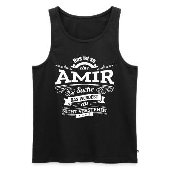 AMIR, DER KATALYSATOR FÜR DEINEN ERFOLG - Männer Premium Bio Tank Top - Schwarz - Vorne - Michal (187cm)