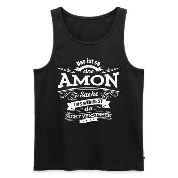 AMON, DER KATALYSATOR FÜR DEINEN ERFOLG - Männer Premium Bio Tank Top - Schwarz - Vorne - AI Model Male 178 light (178cm)
