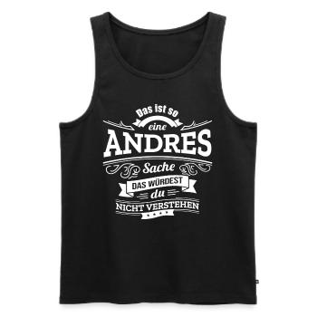ANDRES, DER KATALYSATOR FÜR DEINEN ERFOLG - Männer Premium Bio Tank Top - Schwarz - Vorne - AI Model Male 178 light (178cm)
