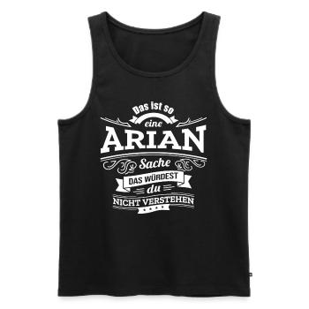 ARIAN, DER KATALYSATOR FÜR DEINEN ERFOLG - Männer Premium Bio Tank Top - Schwarz - Vorne - AI Model Male 178 light (178cm)