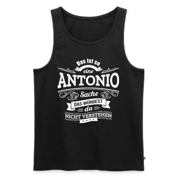 ANTONIO, DER KATALYSATOR FÜR DEINEN ERFOLG - Männer Premium Bio Tank Top - Schwarz - Vorne - Michal (187cm)
