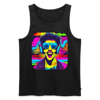 80er Party Vintage Mottoparty - Männer Premium Bio Tank Top - Schwarz - Vorne - AI Model Male 178 light (178cm)