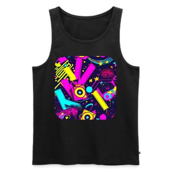 80er Neon Style Vintage Remix - Männer Premium Bio Tank Top - Schwarz - Vorne - Michal (187cm)