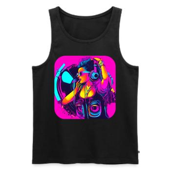 Mixtape de fête de devise des années 80 - Débardeur bio Premium Homme - noir - Devant - AI Model Male 178 light (178cm)