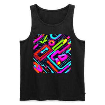 Retro vintage 80s Pop Culture Party - Men's Premium Organic Tank Top - black - Front - Michal (187cm)