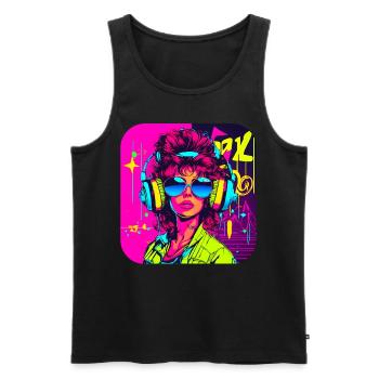 80er Party Vintage Mottoparty Ikone - Männer Premium Bio Tank Top - Schwarz - Vorne - AI Model Male 178 light (178cm)