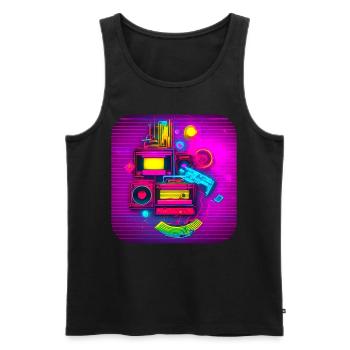 80er Party Vintage Mottoparty - Männer Premium Bio Tank Top - Schwarz - Vorne - AI Model Male 178 light (178cm)