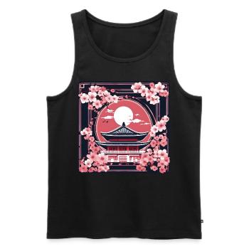 Temples Tokyo Culture Tour du Monde - Débardeur bio Premium Homme - noir - Devant - AI Model Male 178 light (178cm)