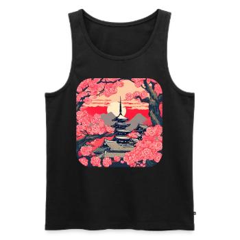 Temples, Japon, Culture Tour du Monde - Débardeur bio Premium Homme - noir - Devant - AI Model Male 178 light (178cm)