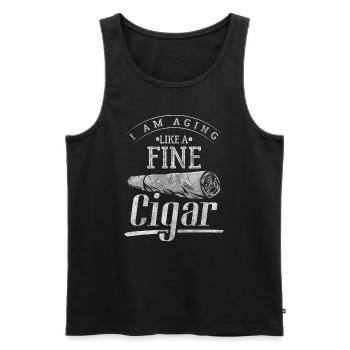 Zigarre Raucher Gentlemen Lifestyle Whiskey - Männer Premium Bio Tank Top - Schwarz - Vorne - Michal (187cm)