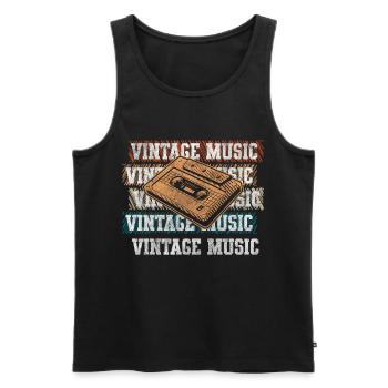 Radio cassette des années 80 Vintage Enfance - Débardeur bio Premium Homme - noir - Devant - AI Model Male 178 light (178cm)