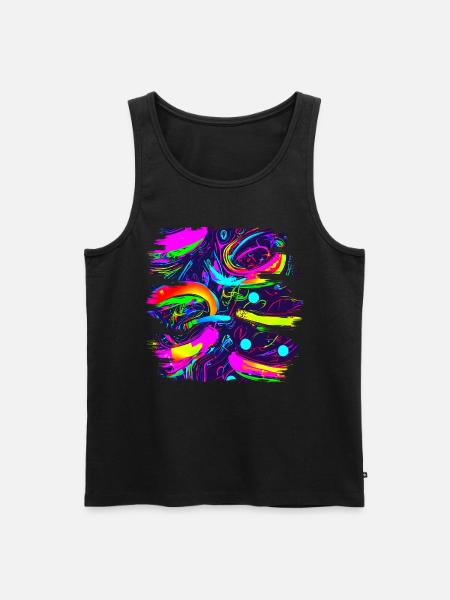 Neon Abstract Style Trend UV - Men's Premium Organic Tank Top - black