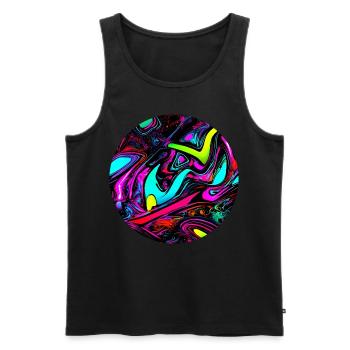 Neon Abstrakt Style Trend Glow Party - Männer Premium Bio Tank Top - Schwarz - Vorne - AI Model Male 178 light (178cm)