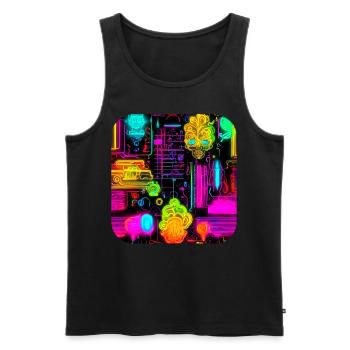 Neon Abstract Style Trend UV - Men's Premium Organic Tank Top - black - Front - AI Model Male 178 light (178cm)