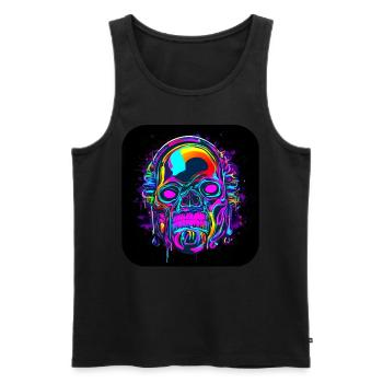 Neon Skull Abstract Cyberpunk Style - Men's Premium Organic Tank Top - black - Front - AI Model Male 178 light (178cm)
