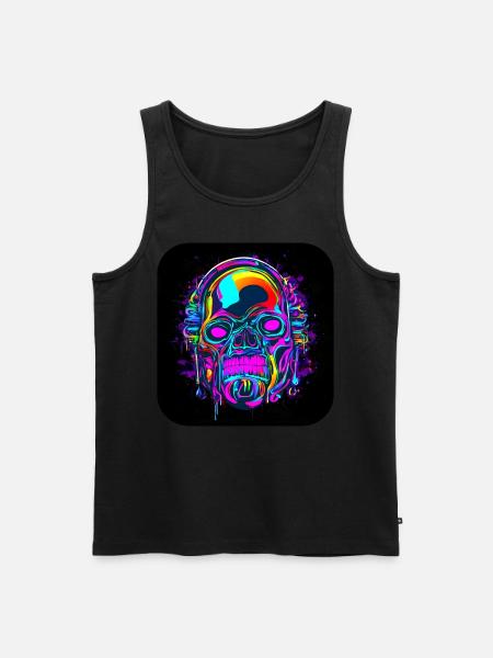Neon Skull Abstract Cyberpunk Style - Men's Premium Organic Tank Top - black