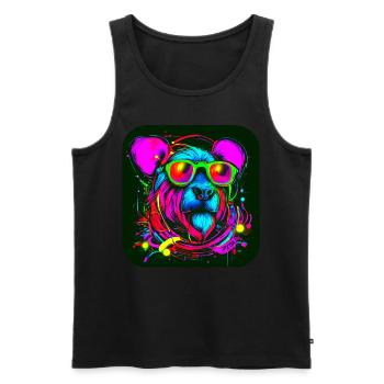 Neon Style Bär Leuchtreklame Glow - Männer Premium Bio Tank Top - Schwarz - Vorne - AI Model Male 178 light (178cm)