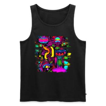 Neon Fluorescent UV Electro Music Party - Men's Premium Organic Tank Top - black - Front - AI Model Male 178 light (178cm)