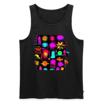 Neon Colorful Glow Party Electro - Männer Premium Bio Tank Top - Schwarz - Vorne - AI Model Male 178 light (178cm)