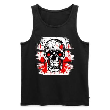 Totenschädel Tattoo Heavy Metal Rocker - Männer Premium Bio Tank Top - Schwarz - Vorne - Michal (187cm)
