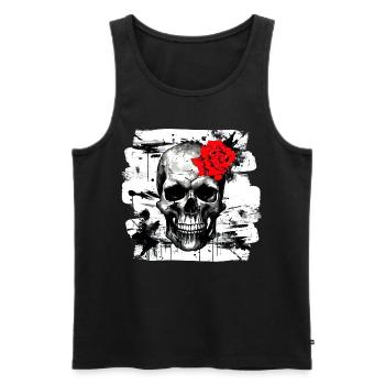 Totenschädel Tattoo Heavy Metal Rocker - Männer Premium Bio Tank Top - Schwarz - Vorne - Michal (187cm)