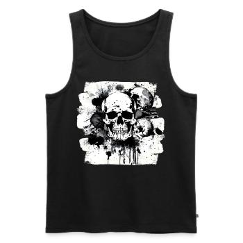 Totenkopf Trash Polka Heavy Metal - Men's Premium Organic Tank Top - black - Front - Michal (187cm)