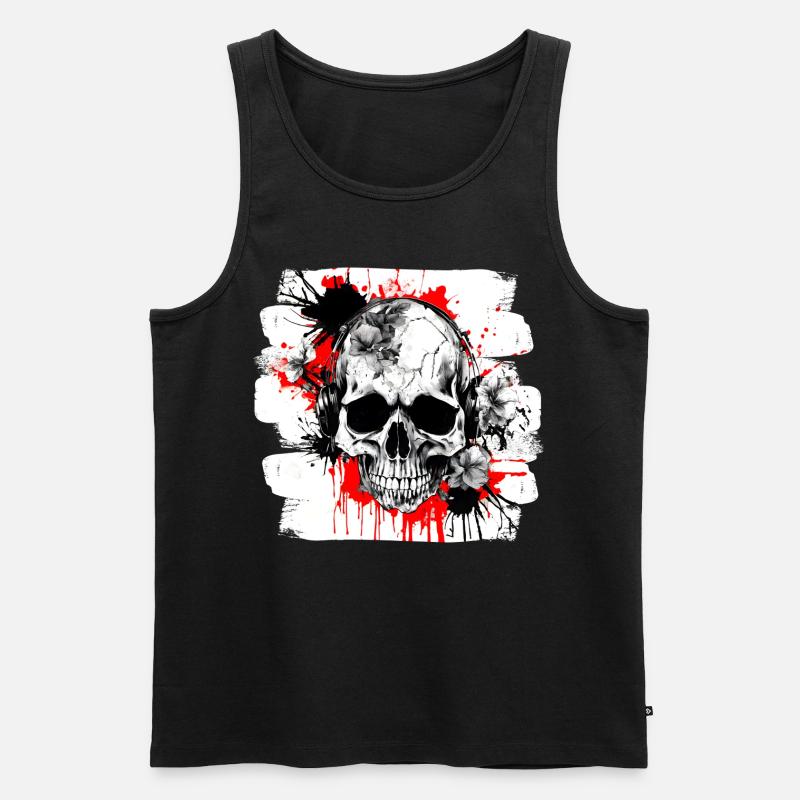 crâne éclaboussure trash polka tattoo - Débardeur bio Premium Homme - noir
