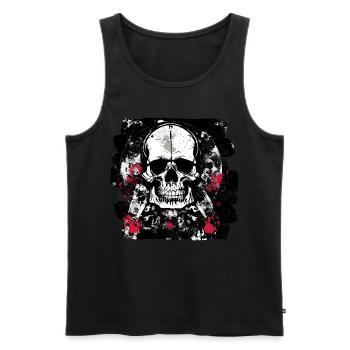 Skull Trash Polka Biker Culture - Men's Premium Organic Tank Top - black - Front - Michal (187cm)