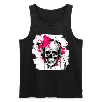 Totenschädel Tattoo Heavy Metal Rocker - Männer Premium Bio Tank Top - Schwarz - Vorne - Michal (187cm)