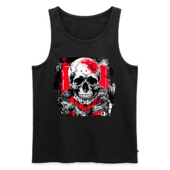Totenschädel Tattoo Heavy Metal Rocker - Männer Premium Bio Tank Top - Schwarz - Vorne - Michal (187cm)