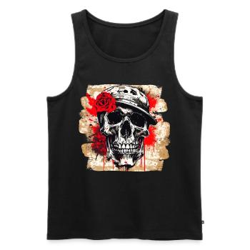 Totenschädel Tattoo Heavy Metal Rocker - Männer Premium Bio Tank Top - Schwarz - Vorne - Michal (187cm)