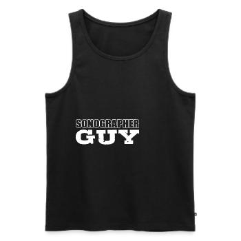 Chansons Guy. Cadeau médical Frontliner - Débardeur bio Premium Homme - noir - Devant - Michal (187cm)