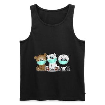 Grizzly Bär Polar Bär Panda Bär mit Mundschutz - Männer Premium Bio Tank Top - Schwarz - Vorne - Michal (187cm)