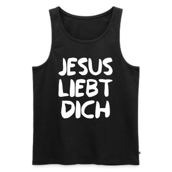 JESUS LIEBT DICH - Männer Premium Bio Tank Top - Schwarz - Vorne - AI Model Male 178 light (178cm)