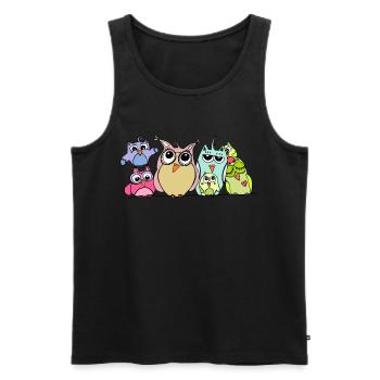eule und ihre freunde - lustiges eulen treffen - Männer Premium Bio Tank Top - Schwarz - Vorne - AI Model Male 178 light (178cm)