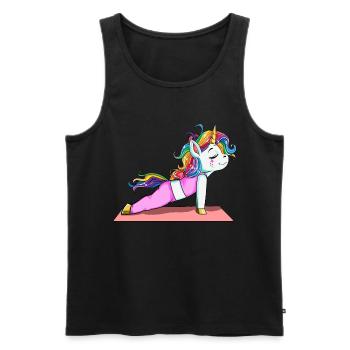 Einhorn Yoga Fitness Geschenk Sport Stretch Pose - Männer Premium Bio Tank Top - Schwarz - Vorne - Michal (187cm)